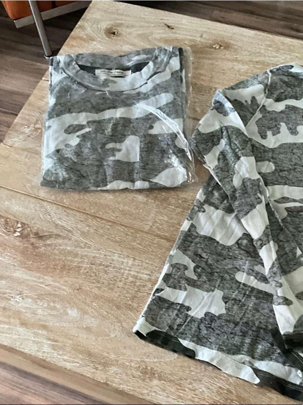 NWOT Free People Long-Sleeve Camo Tee - Gray & White - Picture 2 of 4